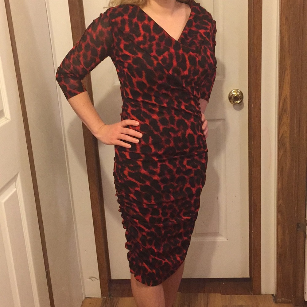 Betsey Johnson Red Leopard Dress Size Small